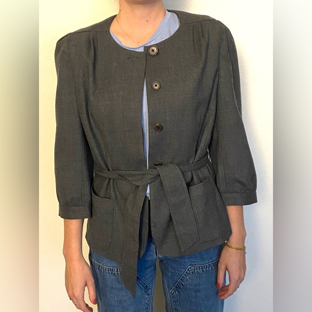 Banana Republic Charcoal Single-Button Tailored Blazer